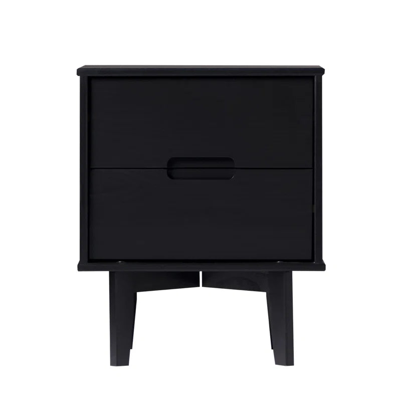 Mags Solid Wood Groove 2-Drawer Nightstand