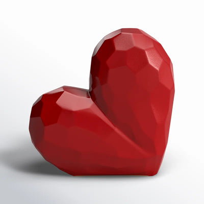 Stoneware Ceramic Geometric Heart Sculpture - Modern Abstract Decorative Object with Faceted Design, Durable and Elegant Home Accent