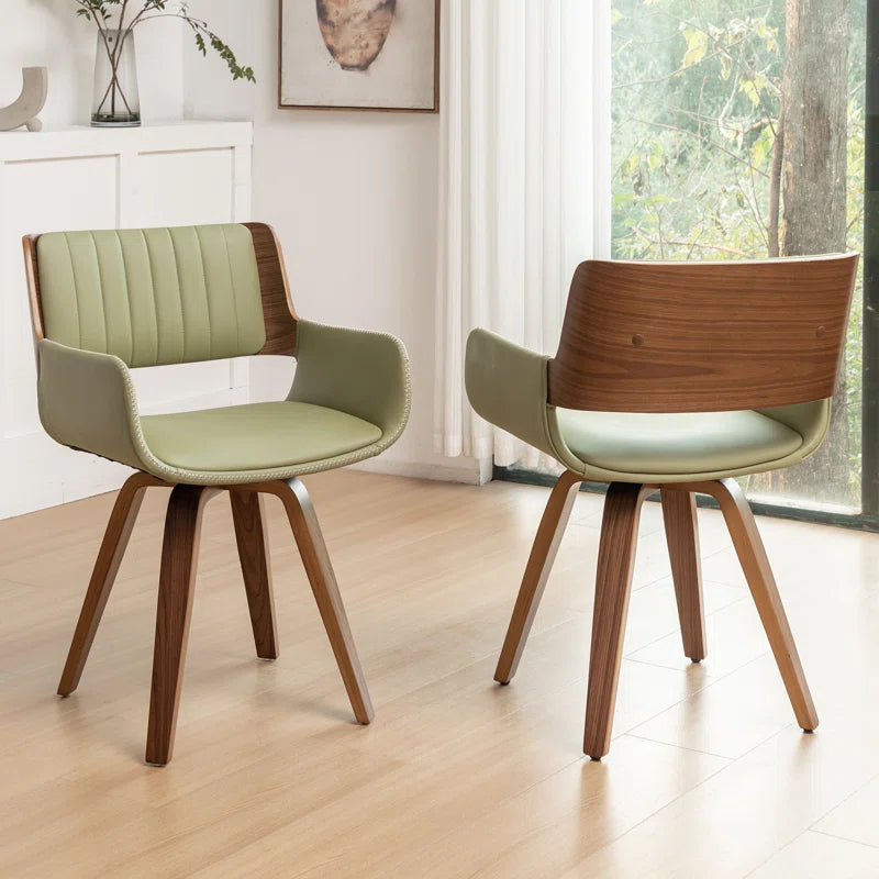 Faux Leather Upholstered Swivel Dining Armchair