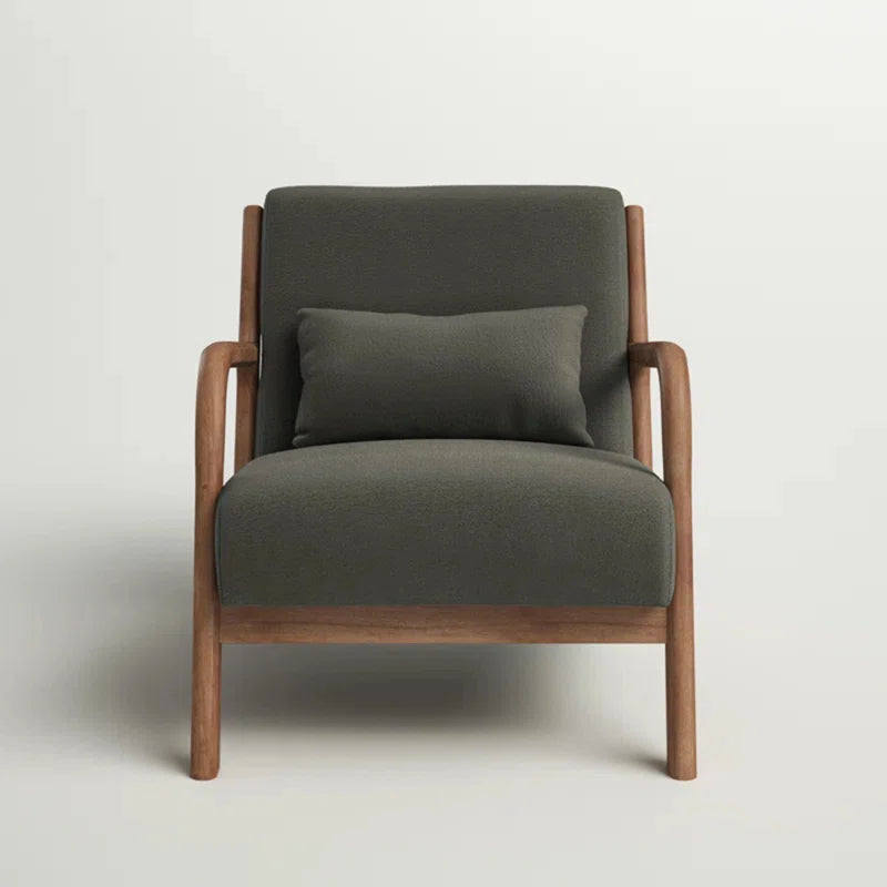 Hertford 26" Wide Mid Century Upholstered Solid Wood Accent Chair with an Extra Pillow