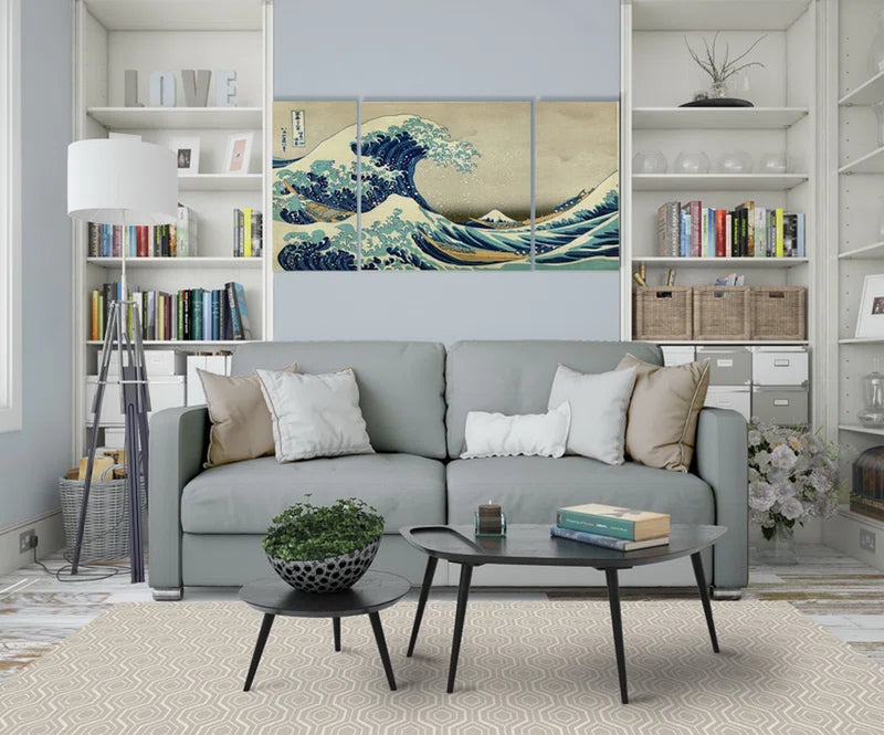 " the Great Wave " 3 - Pieces Painting Print