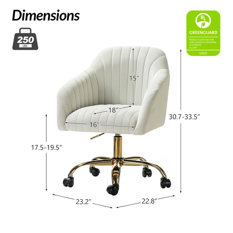 Adan Modern Velvet Task Chair with Wood Frame and Back