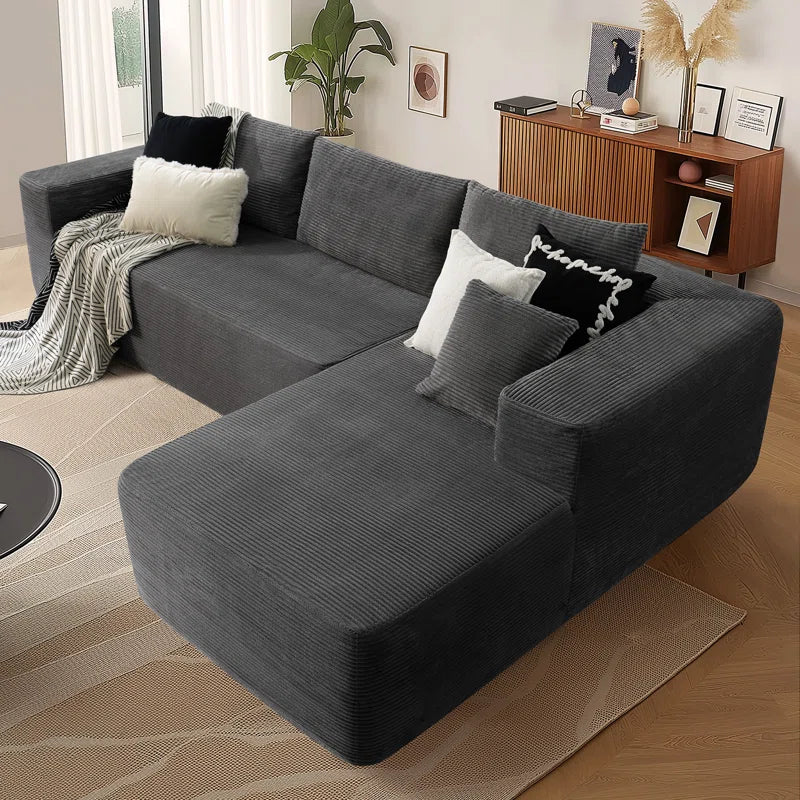 Nathasa 2 - Piece No Assembly Required Upholstery Sofa, Free Combination Cloud Sectional Couch with L-Shape Chaise, Deep Seat Modular Sofa for Living Room Bedroom
