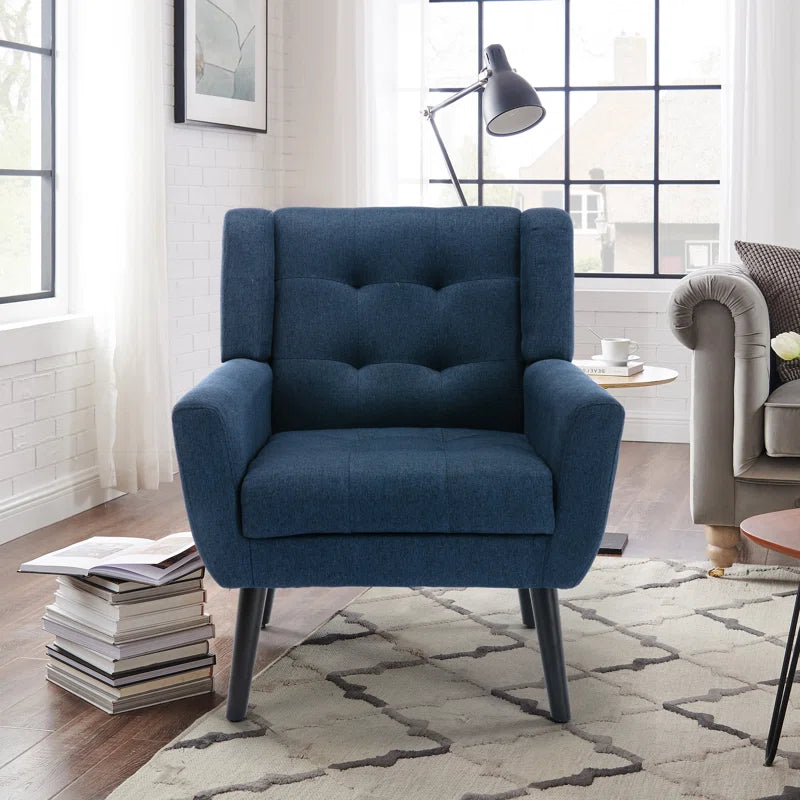 Tufted Upholstered Wide Back Armchair