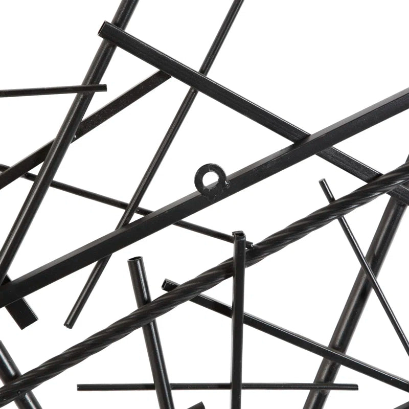 Black Metal Overlapping Lines Geometric Home Wall Decor