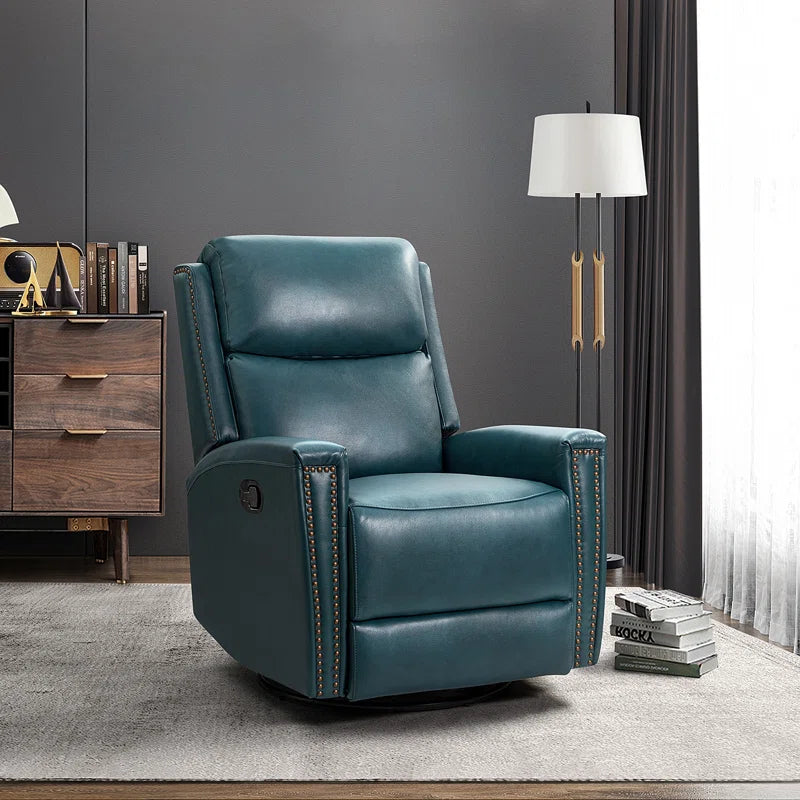 Genuine Leather Swivel Rocker Recliner