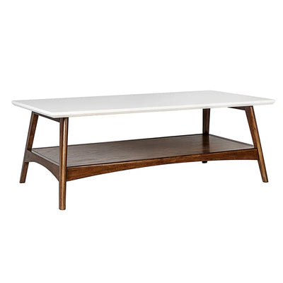 Parker Modern Coffee Table with Open Shelf & White Top