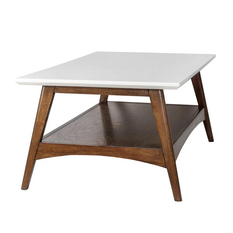 Parker Modern Coffee Table with Open Shelf & White Top