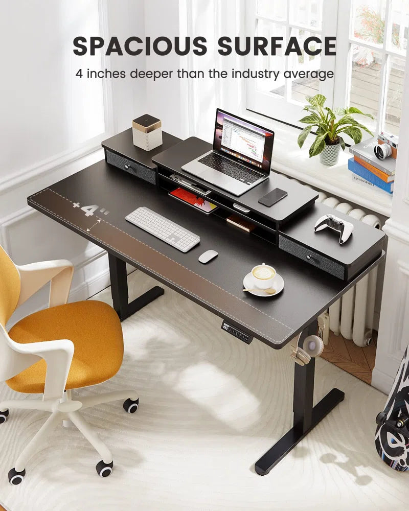 Electric Adjustable Height Standing Desk Computer Table with Drawers
