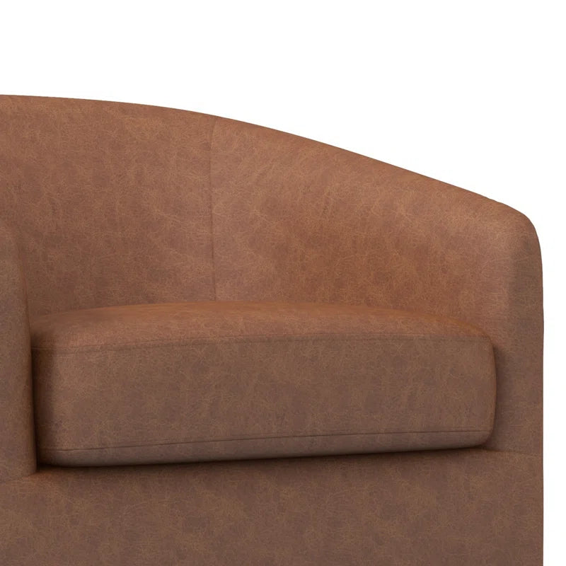 Bennett Genuine Leather Swivel Barrel Chair
