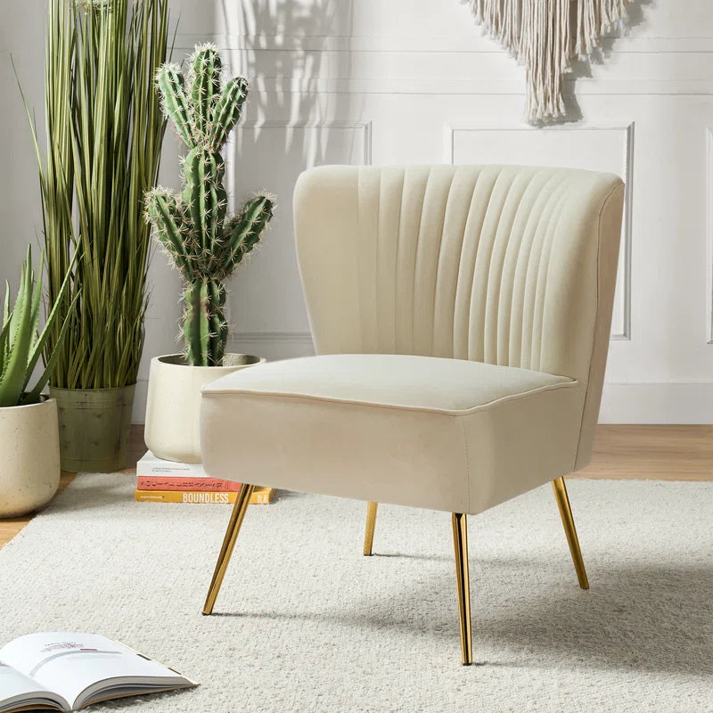 Euclid Velvet Accent Chair with Metal Legs