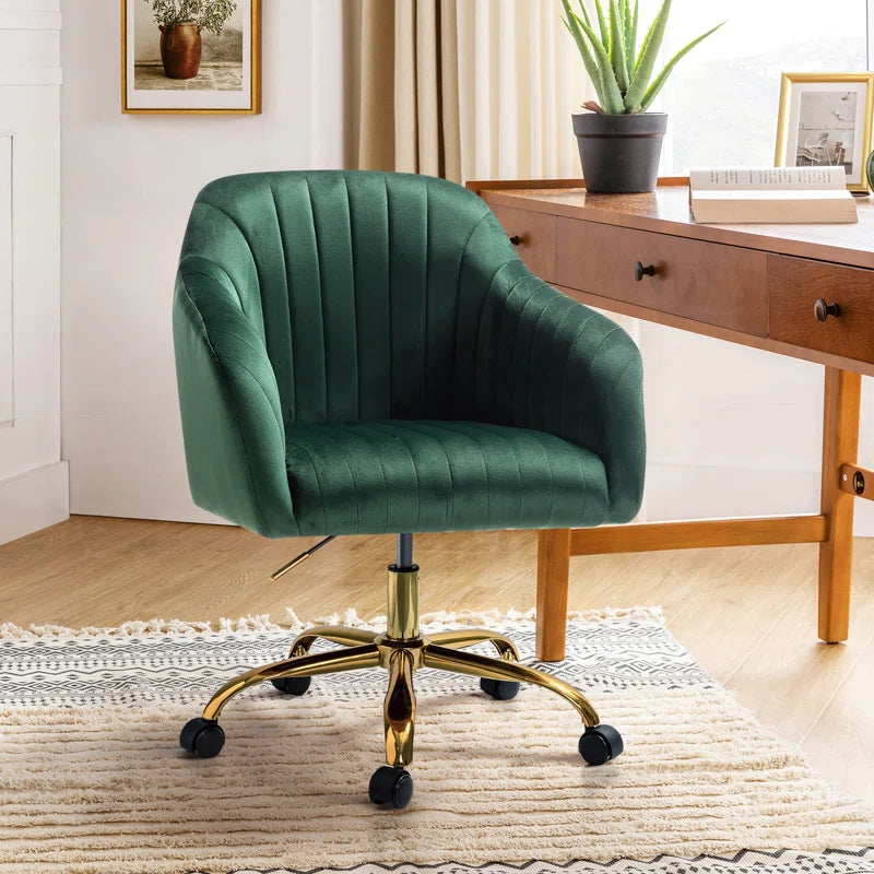 Adan Modern Velvet Task Chair with Wood Frame and Back
