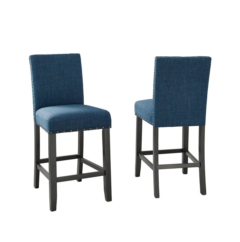Carliana Fabric Counter Height Stools with Nailhead Trim, Set of 2
