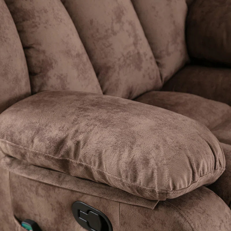 37.4" Wide Contemporary Compact Microfiber Swivel Rocker Manual Recliner Chair with Heat and Massage