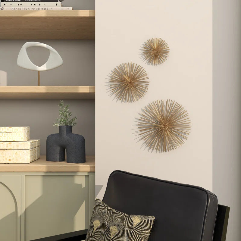 Metal 3D Short Spike Starburst Home Wall Decor
