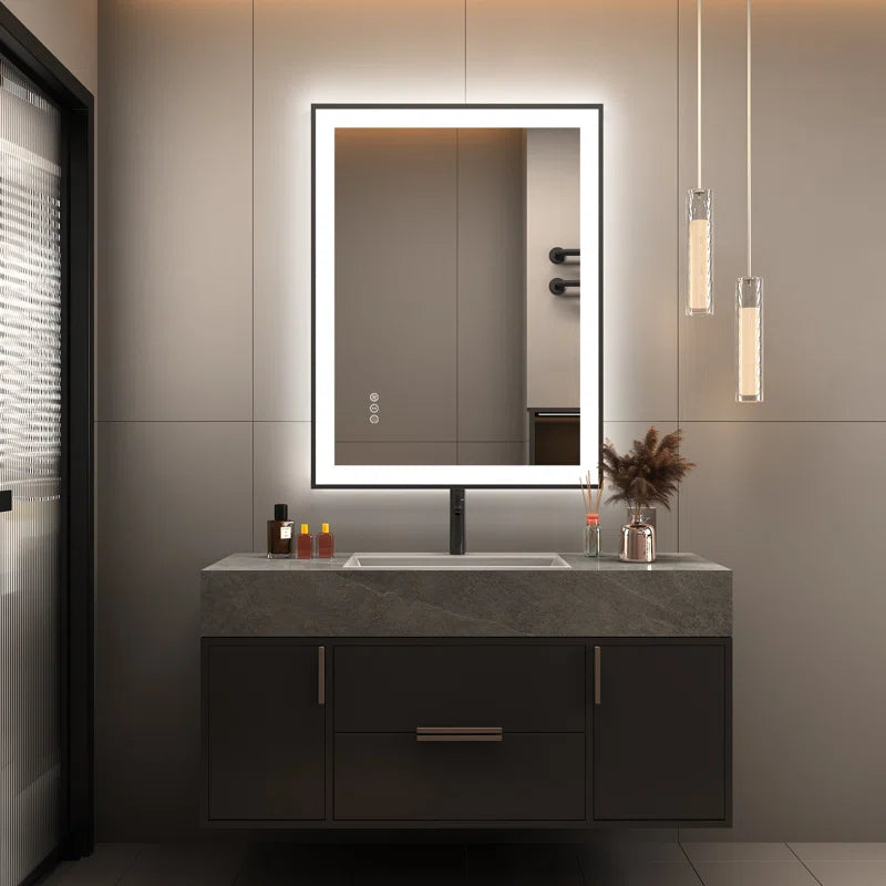 Aevar Super Bright Front & Back LED Lighted Anti-Fog Aluminum Alloy Framed Tempered Glass Bathroom/Vanity Mirror with ETL & 3-Year Warranty