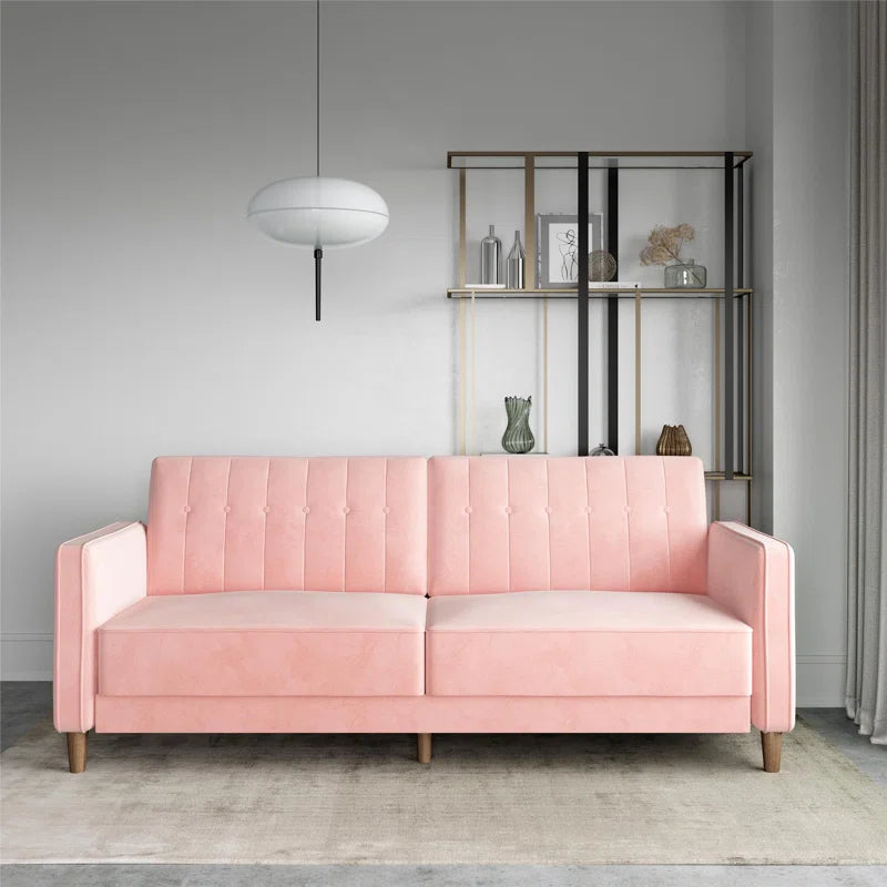 Perdue 81.5" Velvet Square Arm Convertible Sofa