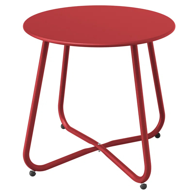 Steel Patio Side Table, Weather Resistant Outdoor round End Table