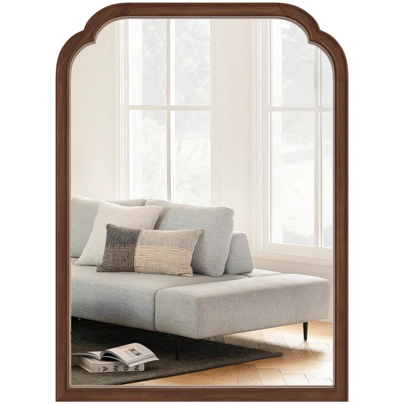 Ancalin Wood Accent Wall Mirror for Bathroom Bedroom Decorative Mirror