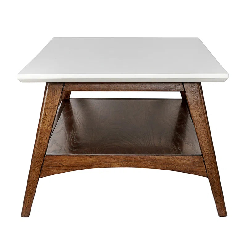 Parker Modern Coffee Table with Open Shelf & White Top