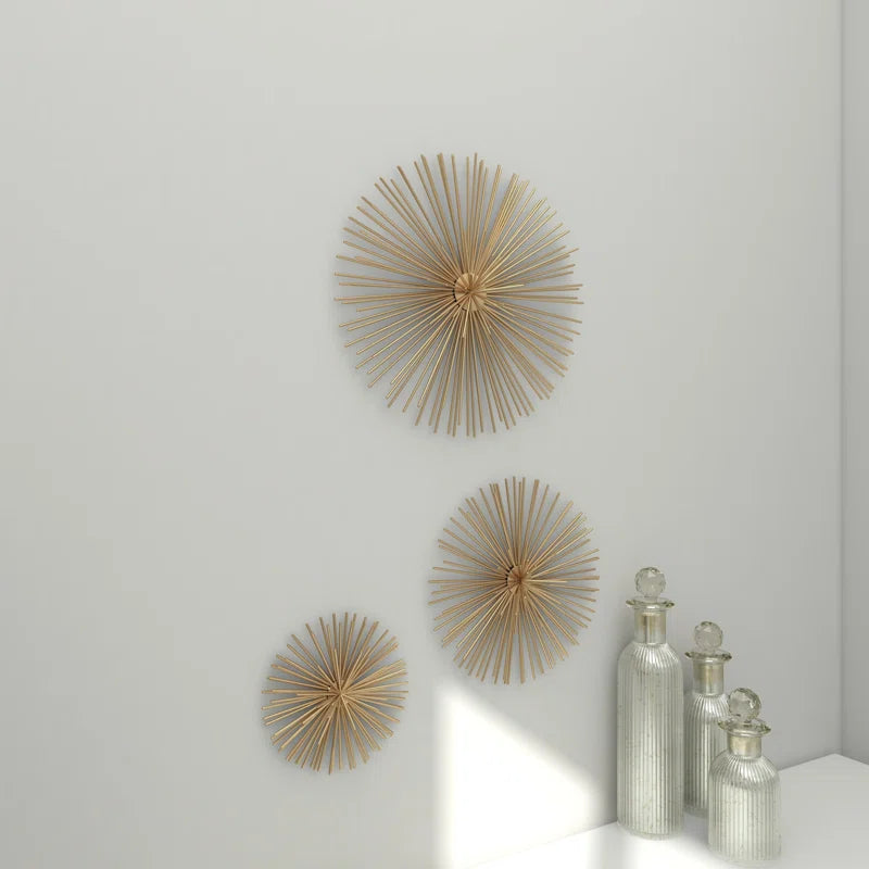 Metal 3D Short Spike Starburst Home Wall Decor