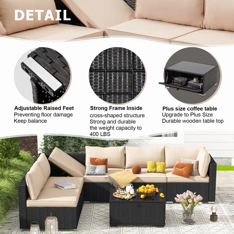 Quadreka 7 Pieces Outdoor Patio Set with Cushions