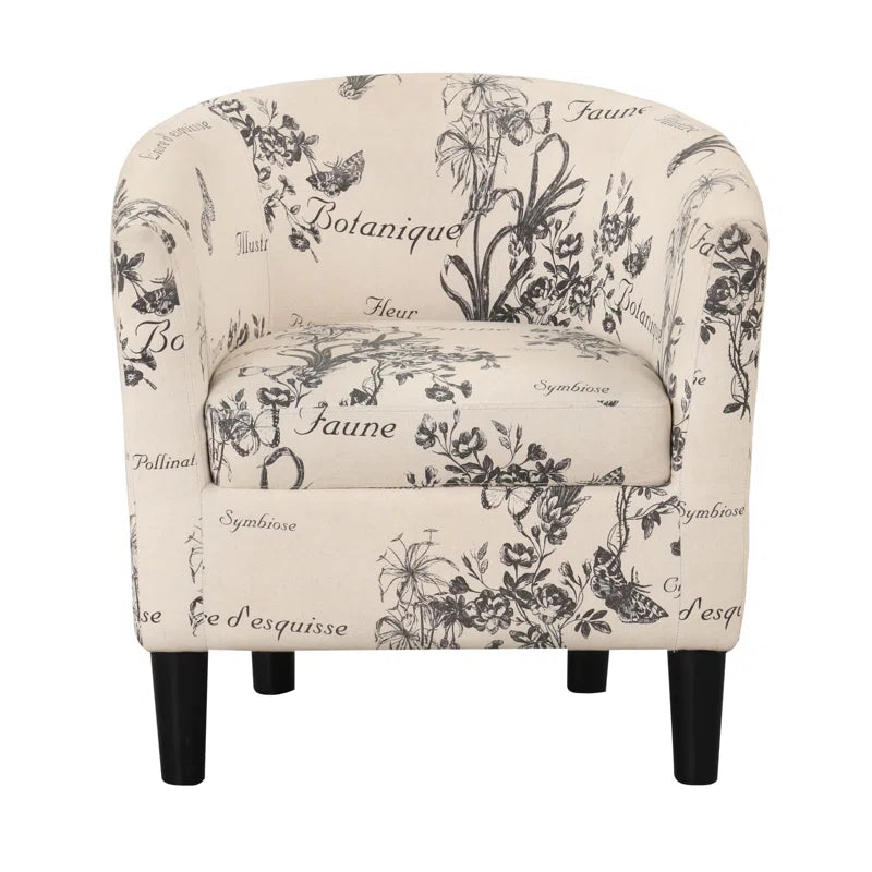 Pamplona 26" W Modern Stylish Soft and Breathable Upholstered Barrel Chair and Ottoman