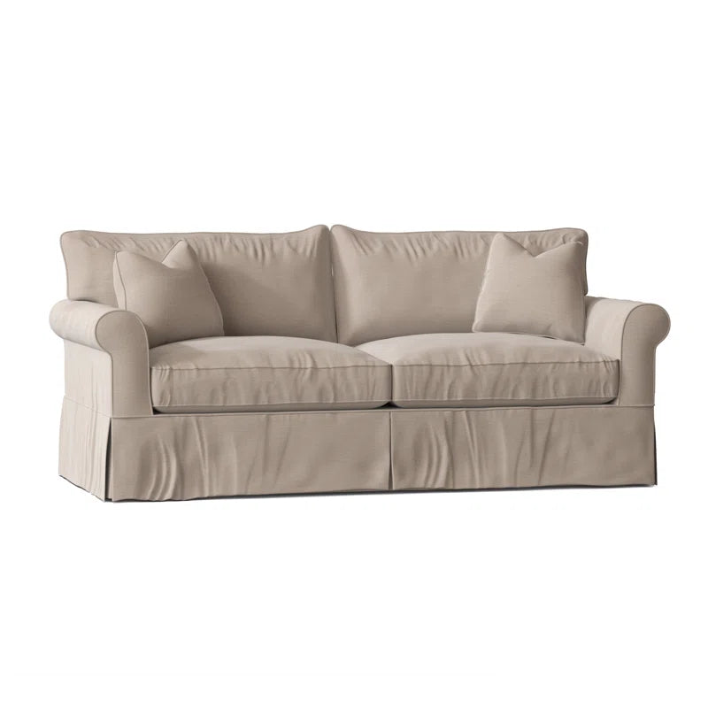Amari 84" Rolled Arm Slipcovered Sleeper Sofa with Reversible Cushions
