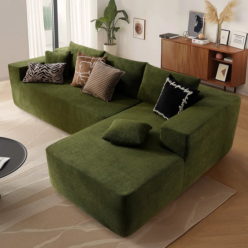 Nathasa 2 - Piece No Assembly Required Upholstery Sofa, Free Combination Cloud Sectional Couch with L-Shape Chaise, Deep Seat Modular Sofa for Living Room Bedroom