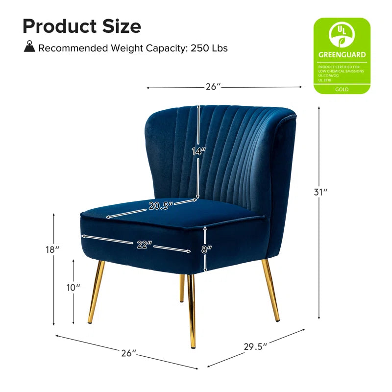 Euclid Velvet Accent Chair with Metal Legs