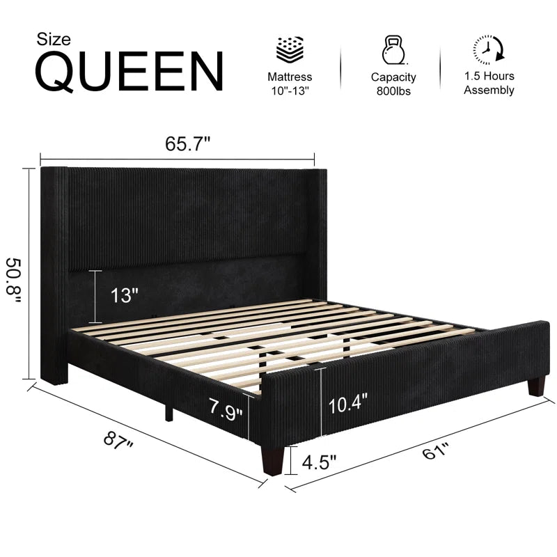 Wauseon Corduroy Upholstered Bed