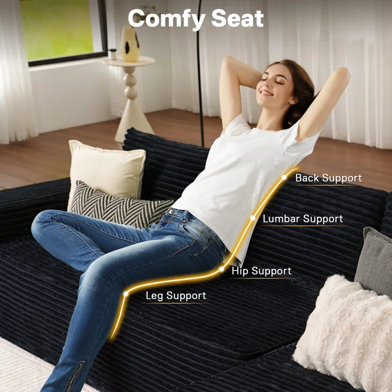 Nathasa 2 - Piece No Assembly Required Upholstery Sofa, Free Combination Cloud Sectional Couch with L-Shape Chaise, Deep Seat Modular Sofa for Living Room Bedroom