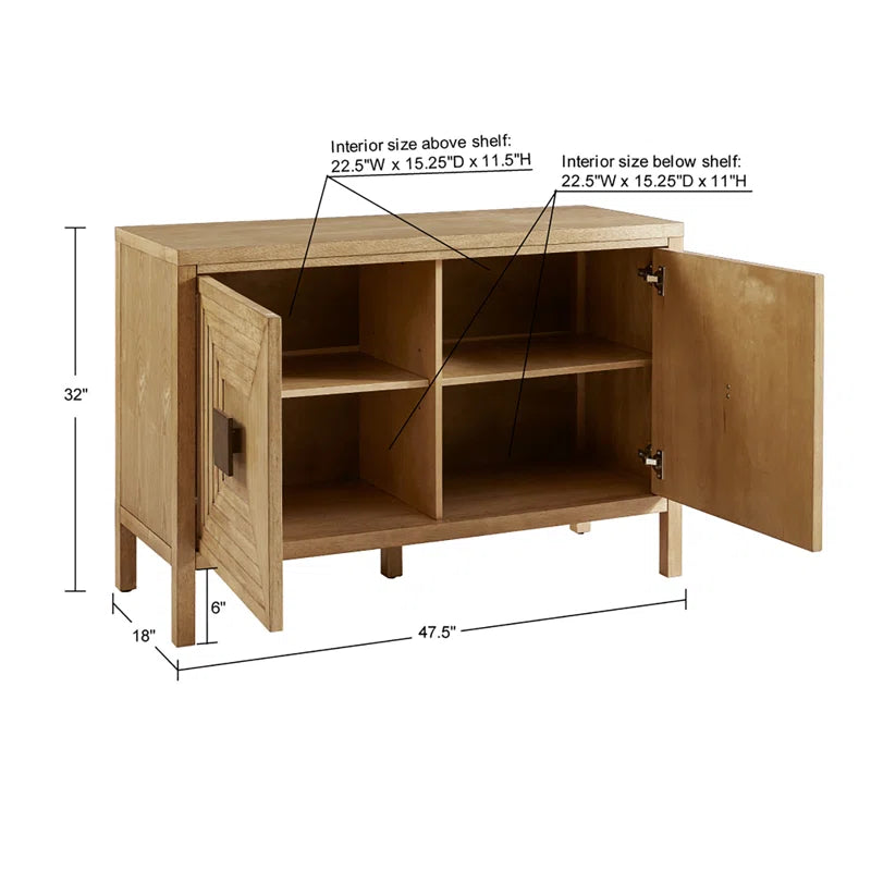 Paige 47.5" Geometric 2-Door Wood Storage Cabinet with Adjustable Shelves