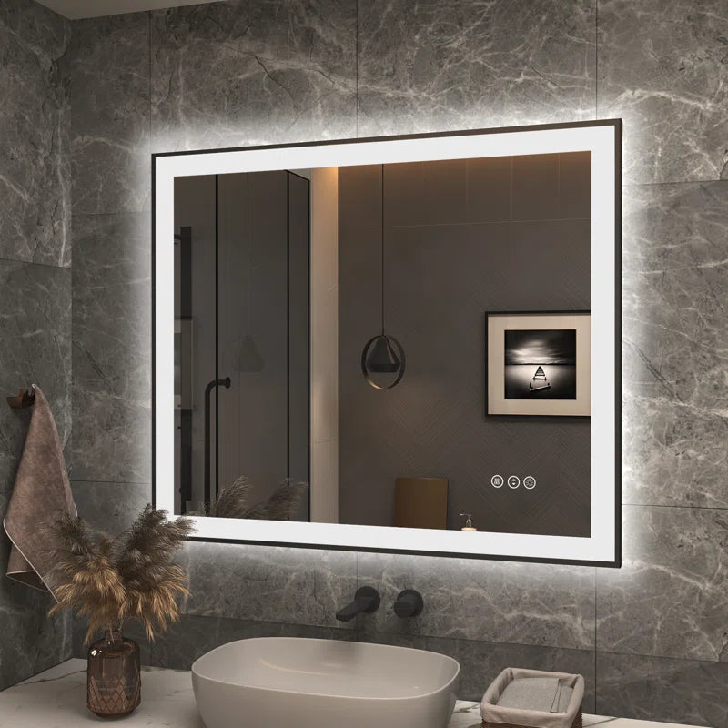 Aevar Super Bright Front & Back LED Lighted Anti-Fog Aluminum Alloy Framed Tempered Glass Bathroom/Vanity Mirror with ETL & 3-Year Warranty