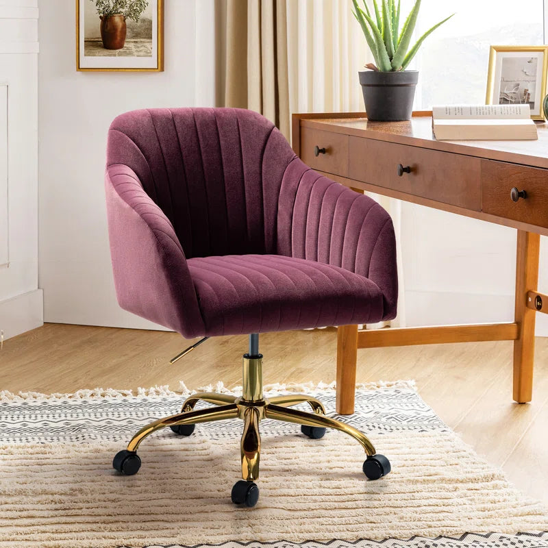 Adan Modern Velvet Task Chair with Wood Frame and Back