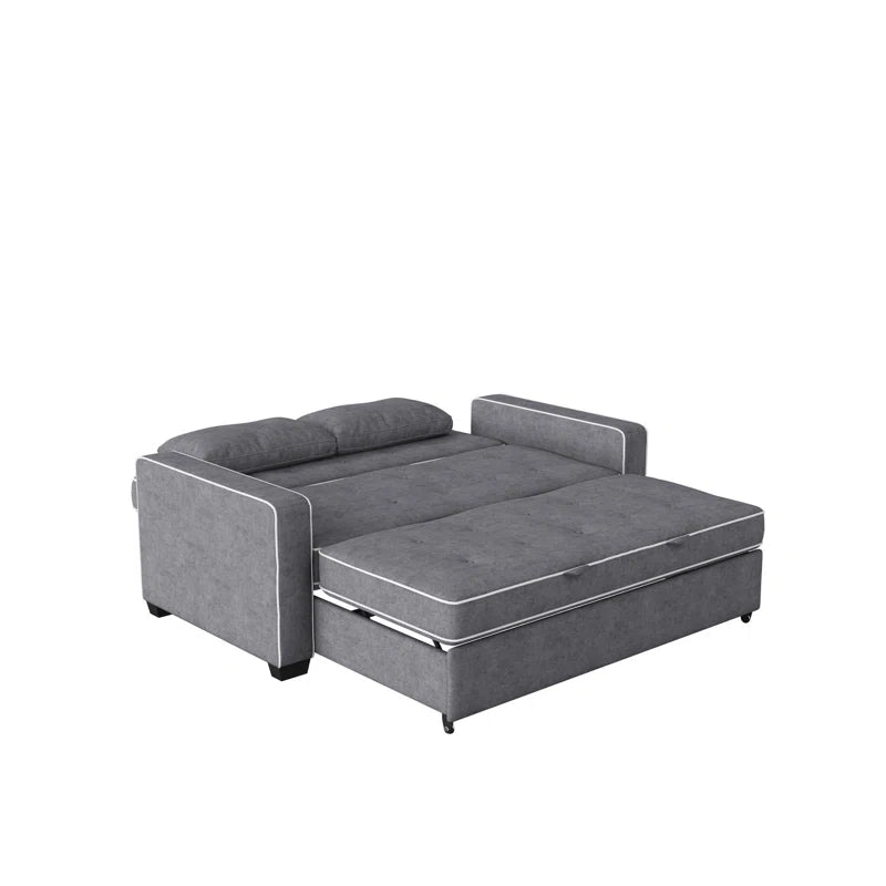 Monroe 72.6" Queen Square Arm Tufted Back Convertible Sleeper Sofa with Cushions