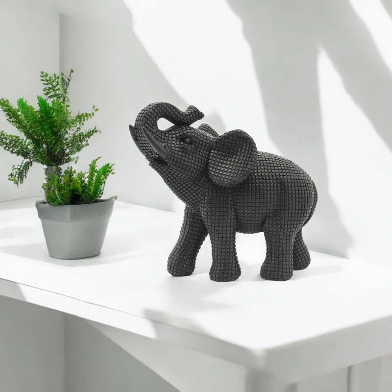 Modern Resin Polyresin Elephant Figurine with Intricate Detailing - Elegant Decorative Accent for Contemporary and Stylish Home Decor