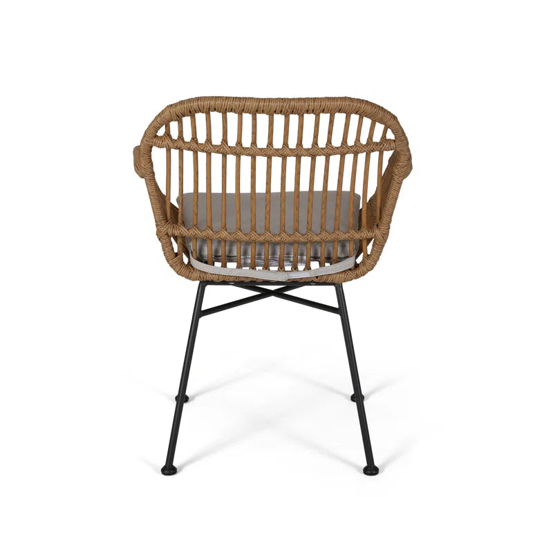 Aaronn Outdoor Woven Patio Chair with Cushions