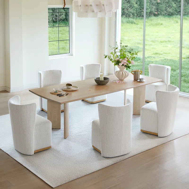 Geelt Upholstered Wingback Dining Chairs with Casters