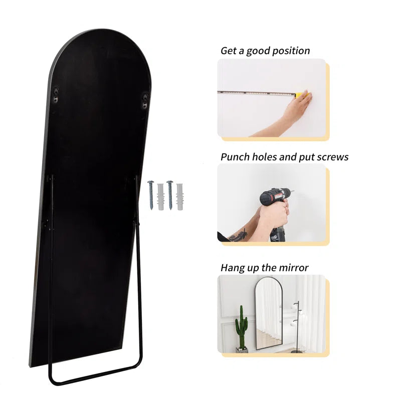 Arched Metal Oversized Full Length Mirrors Wall Mirrors with Stand