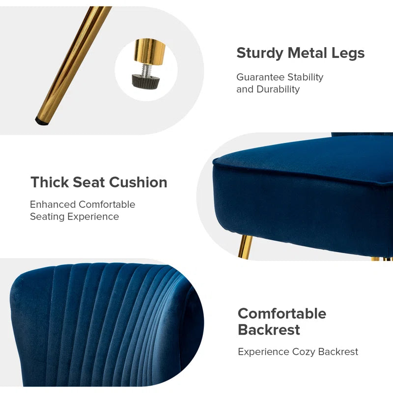 Euclid Velvet Accent Chair with Metal Legs
