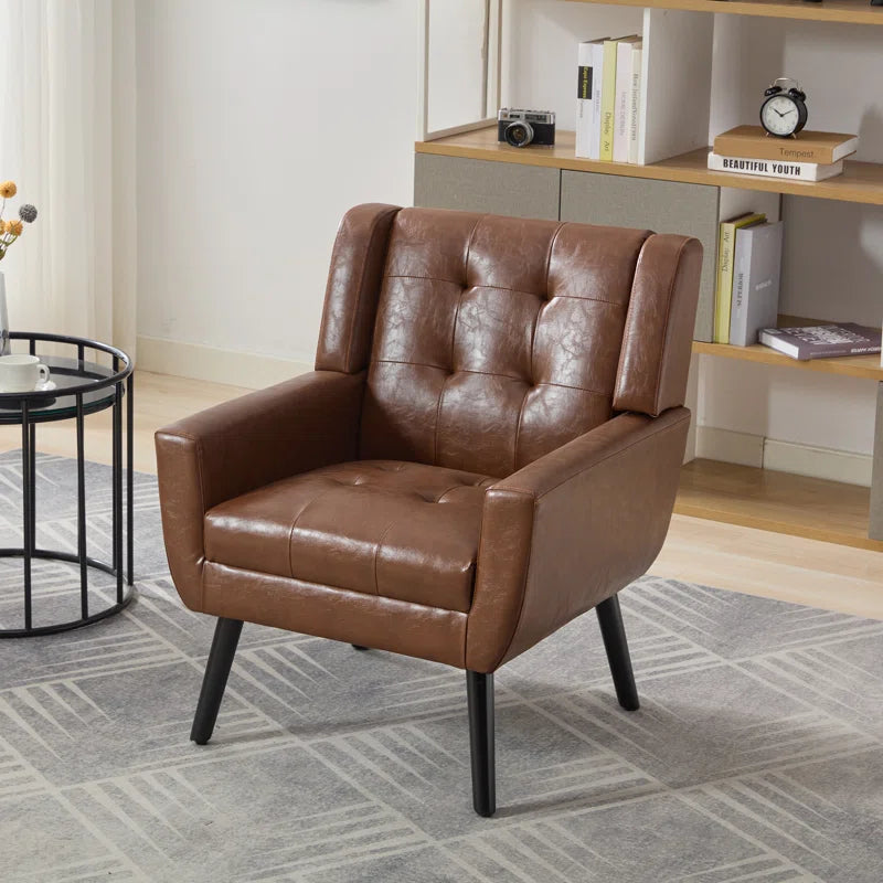 Tufted Upholstered Wide Back Armchair