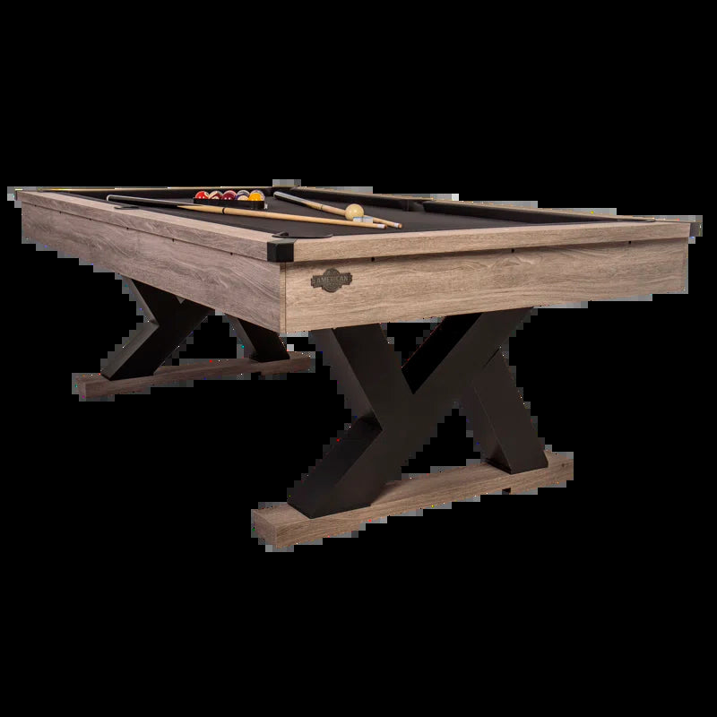 Kirkwood 90" Pool Table - Antique Gray Finish with Rustic, Modern Design with K-Leg Construction