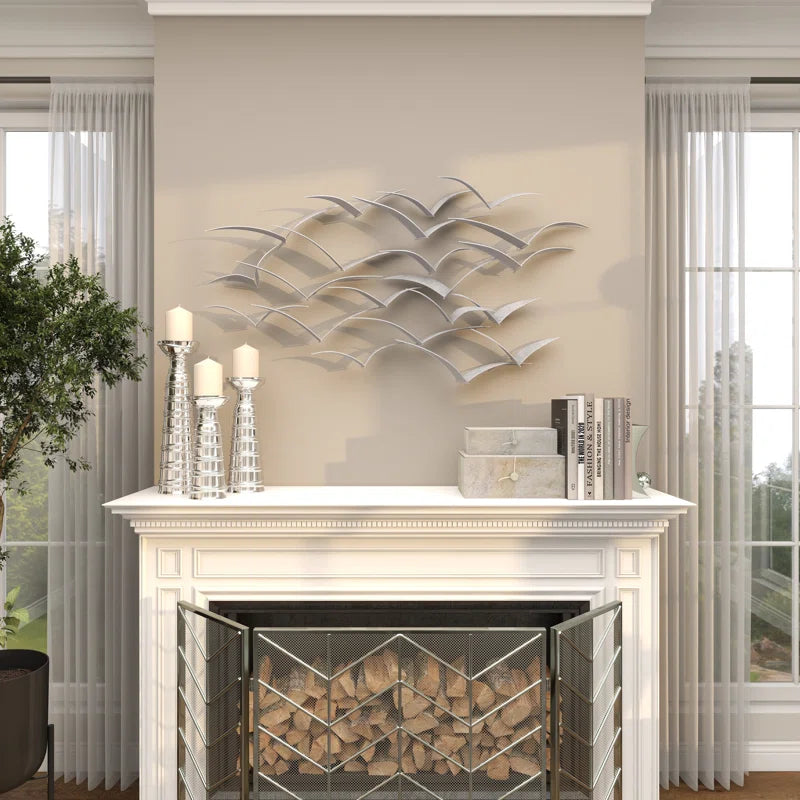 Metal Flying Flock of Bird Home Wall Decor