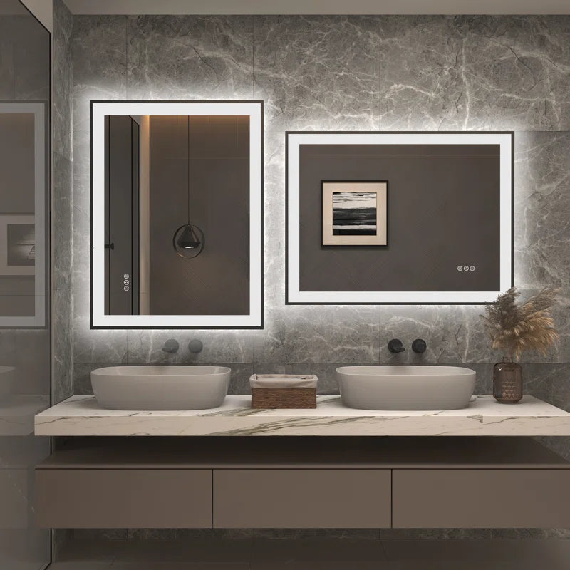 Aevar Super Bright Front & Back LED Lighted Anti-Fog Aluminum Alloy Framed Tempered Glass Bathroom/Vanity Mirror with ETL & 3-Year Warranty