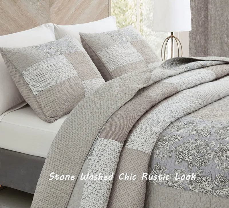 Quinn Cotton Patchwork Reversible Quilt Set