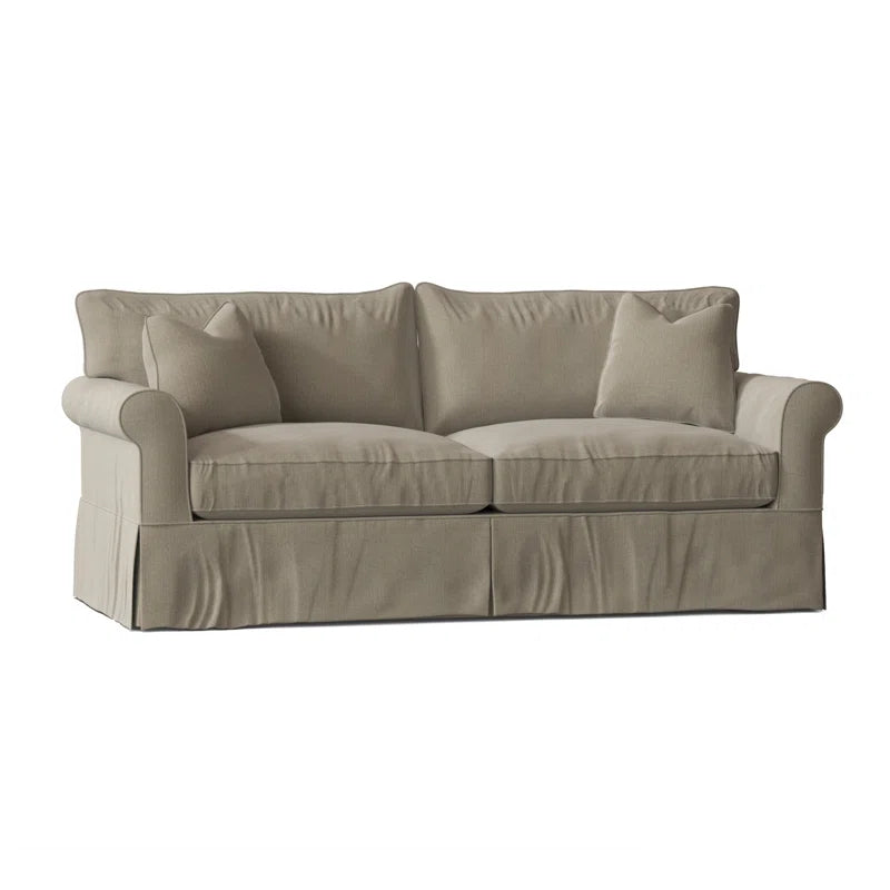 Amari 84" Rolled Arm Slipcovered Sleeper Sofa with Reversible Cushions