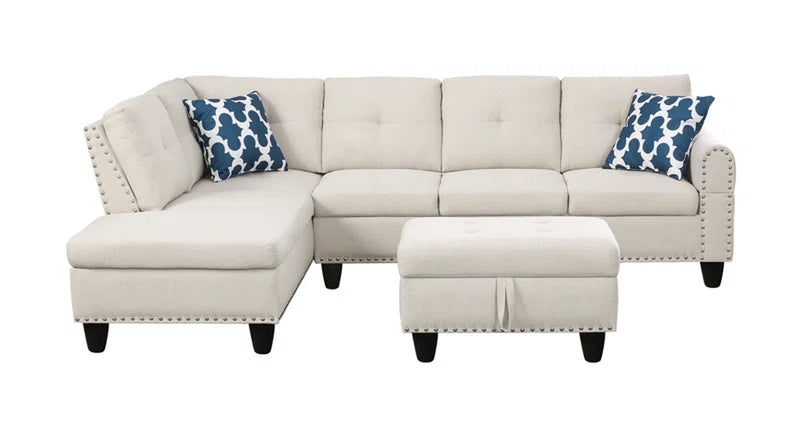 Alger 98" Wide Left Hand Facing Sofa & Chaise with Ottoman