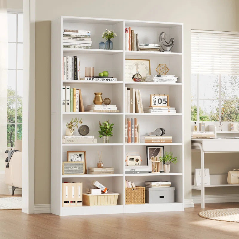 74.3"H X 47.2"W Wood Double 6-Tier Standard Bookcase