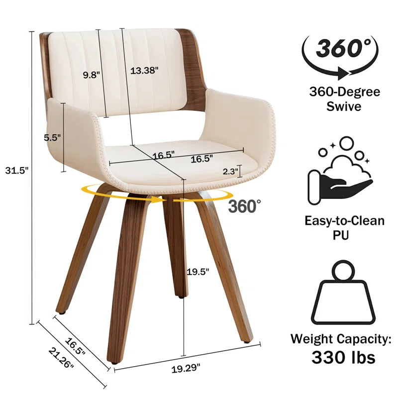 Faux Leather Upholstered Swivel Dining Armchair